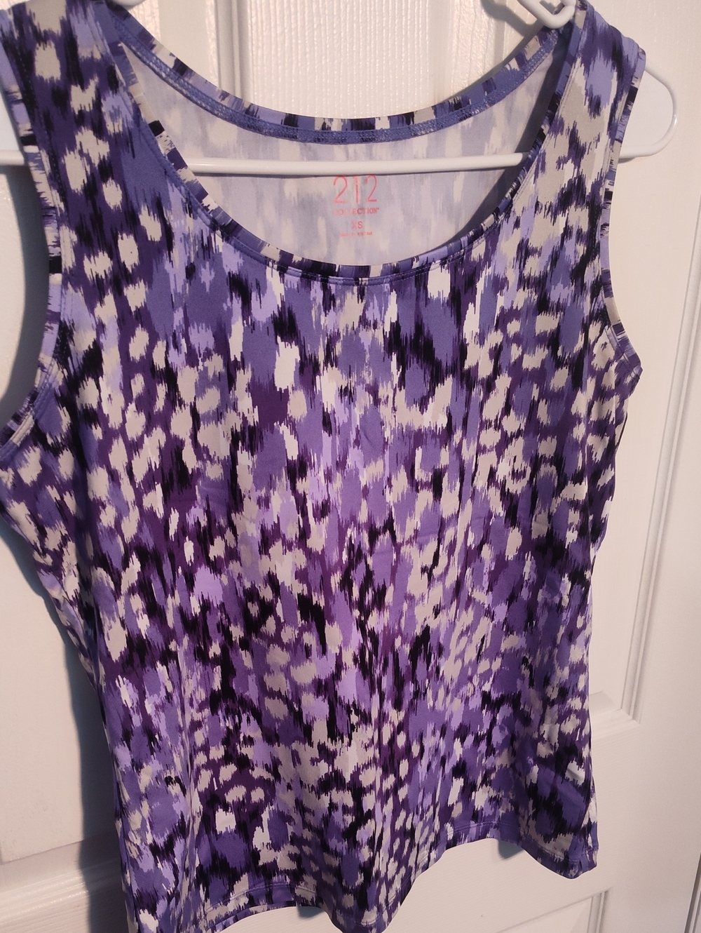 212 Collection Purple White and Black Printed Tank Top